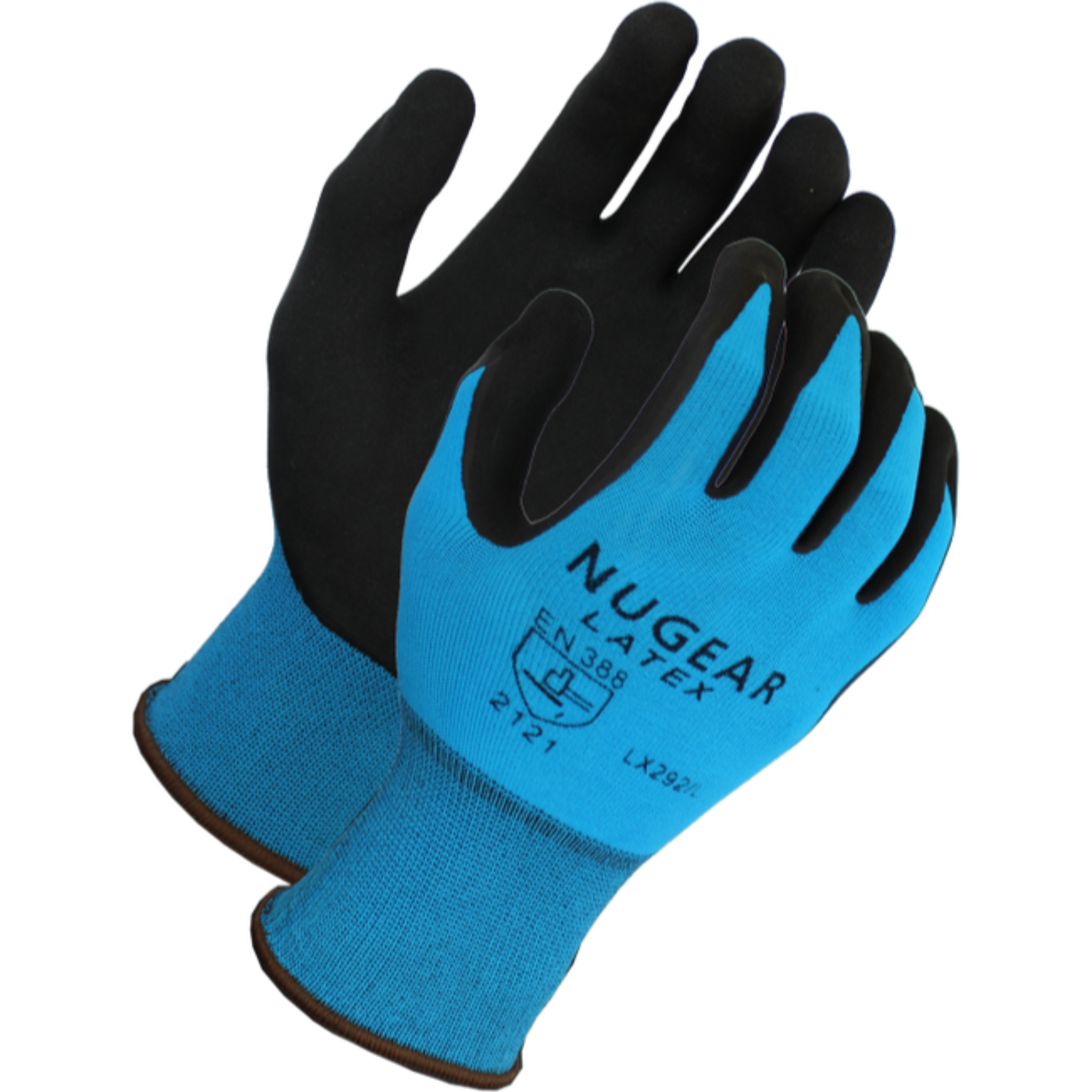 15 Gauge, Blue Polyester Knit <br> Shell Black Foam Latex <br> Palm Coated Gloves<br> LX292
