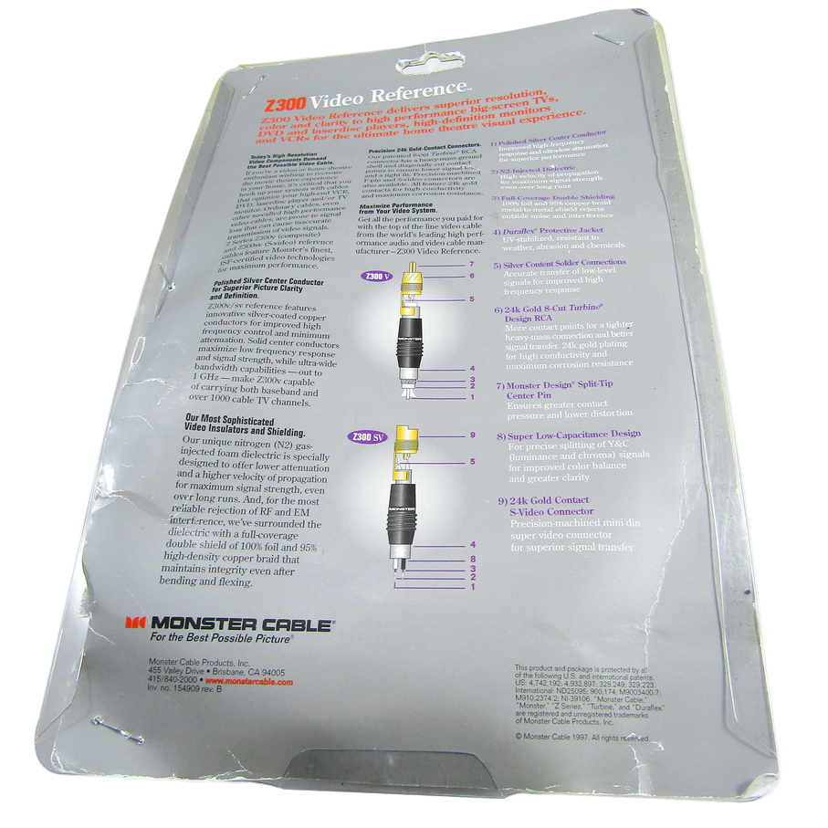 Monster Zseries Z300 Video Reference Cable LN 2