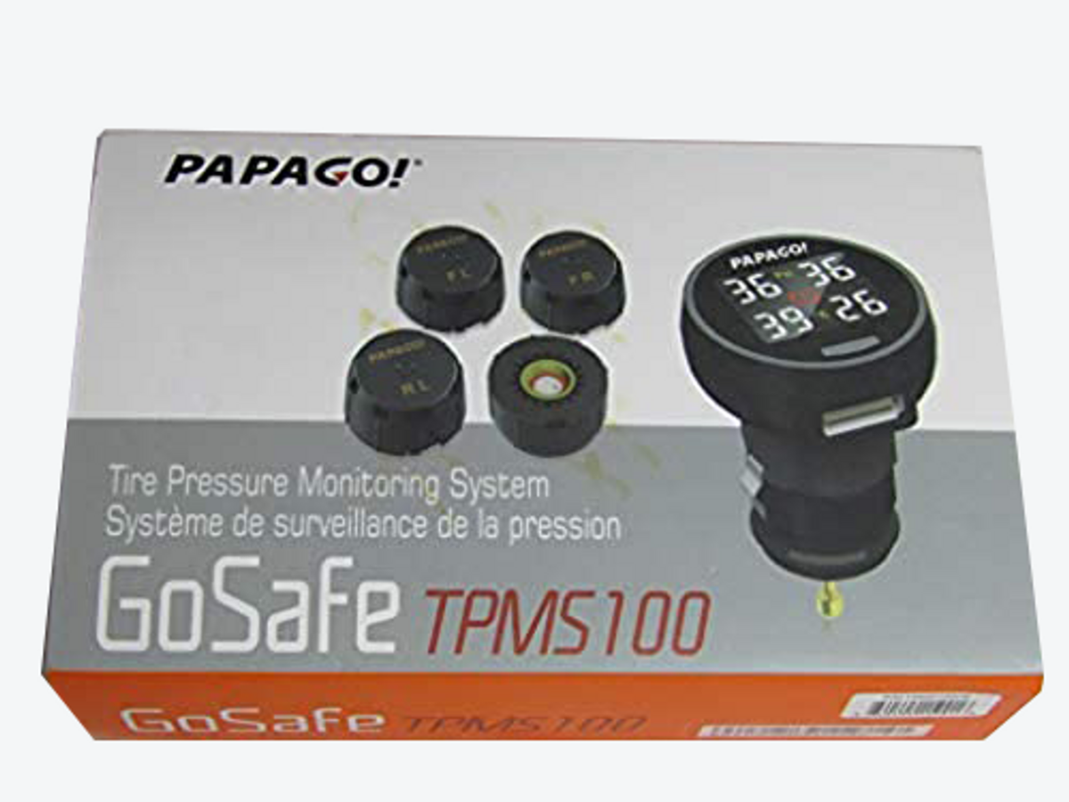 PAPAGO TPMS100US GoSafe TPMS 100 Wireless Tire Pressure Monitoring System with LED Color Display, Black LN