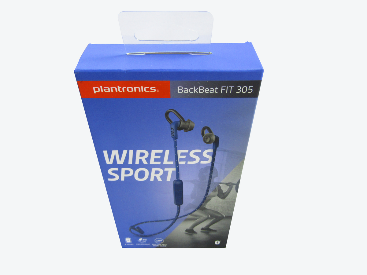 Plantronics BackBeat FIT 305 Sweatproof Sport Earbuds, Wireless Headphones, Dark Blue
