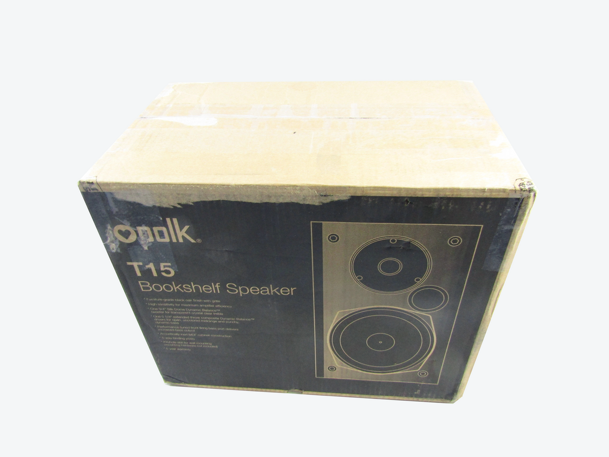 Polk Audio T15 100 Watt Home Theater Bookshelf Speakers – Hi-Res Audio with Deep Bass Response | Dolby and DTS Surround | Wall-Mountable| Pair, Black LN