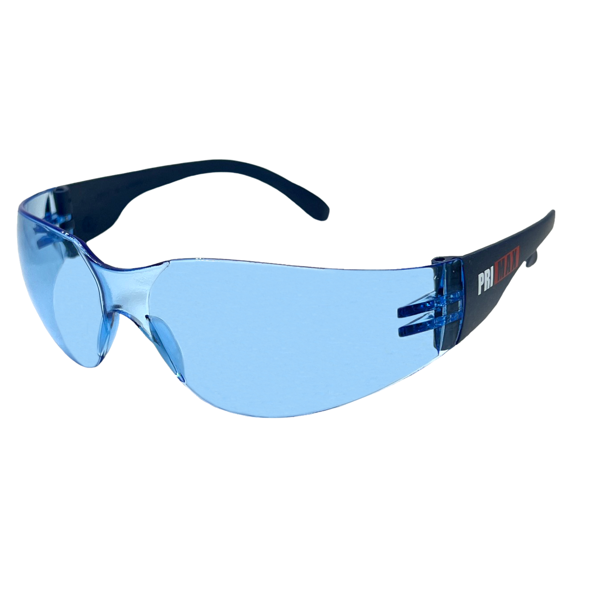 Rimless Metal Detectable Safety Glasses With Blue Temple, Light Blue Lens and Anti-Scratch/Anti-Fog Coating <br> SG90B/AF
