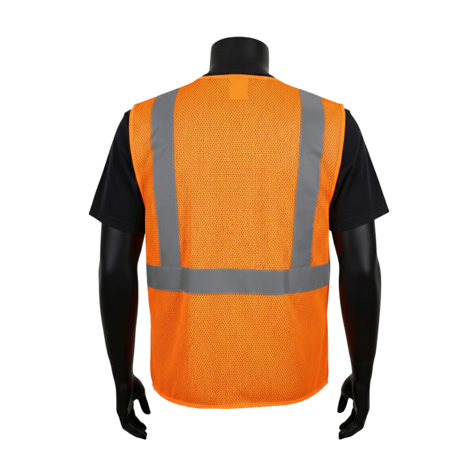 INOO-SHIELD Class 2 Hi-Viz Orange Mesh Safety Vest with 2-Inch Silver Reflective Tape, Zipper Front, Chest Pocket and Mic Tab - Model SV2602F - 36 Pieces/Case