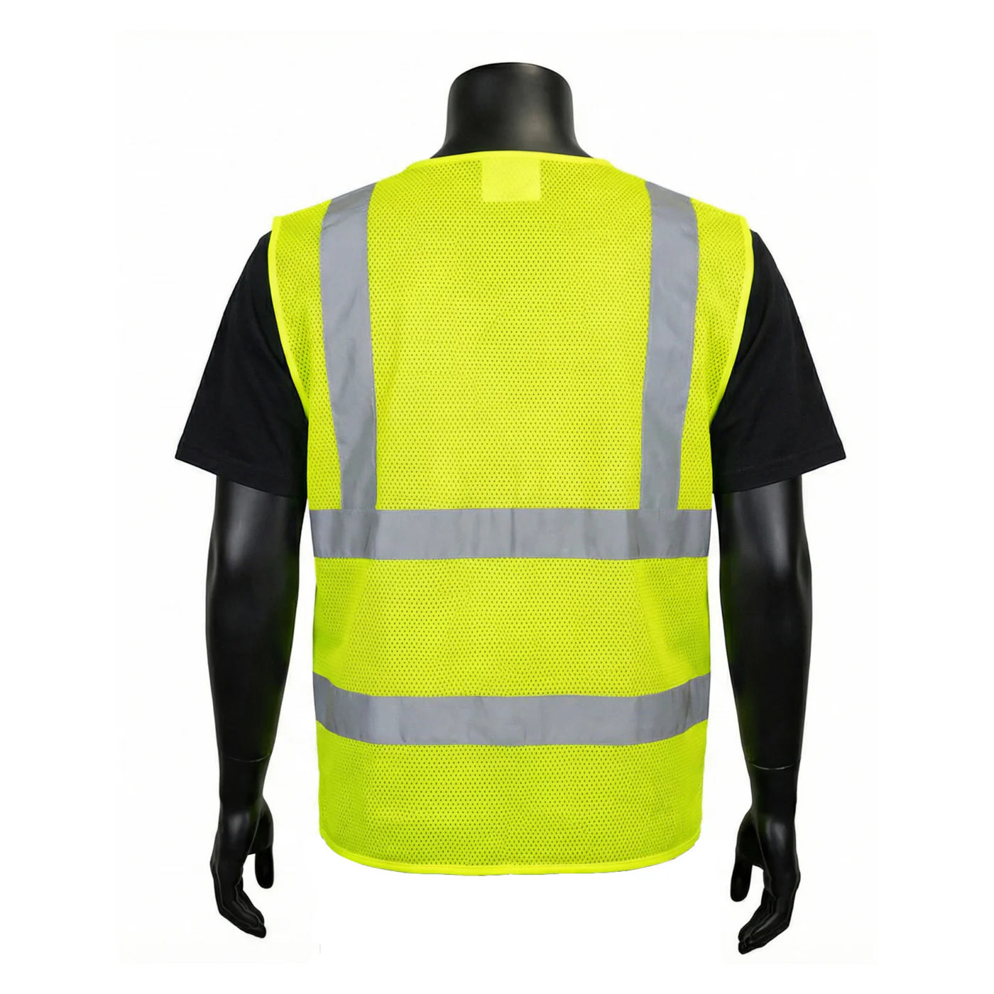 INOO-SHIELD Class 2 Hi-Viz Lime 5-Point Breakaway Mesh Safety Vest, 2-In Tape - Model SV2605G - 36 pcs/case