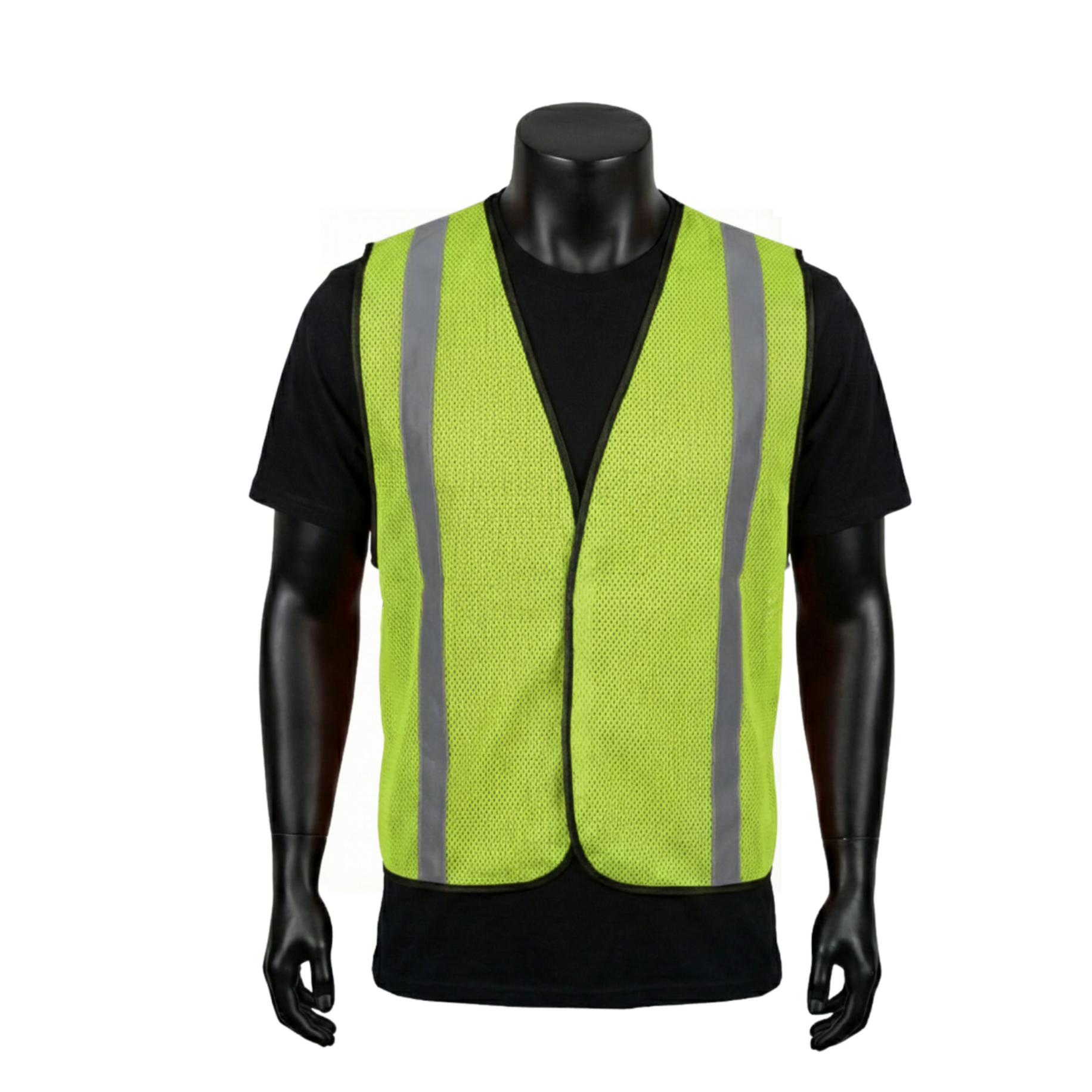 Hi-Viz Lime Green Mesh General-Purpose Safety Vest with 1-Inch Silver Reflective Stripes, Non-ANSI, One Size Fits Most - Model SVN601G - 36 Pieces/Case