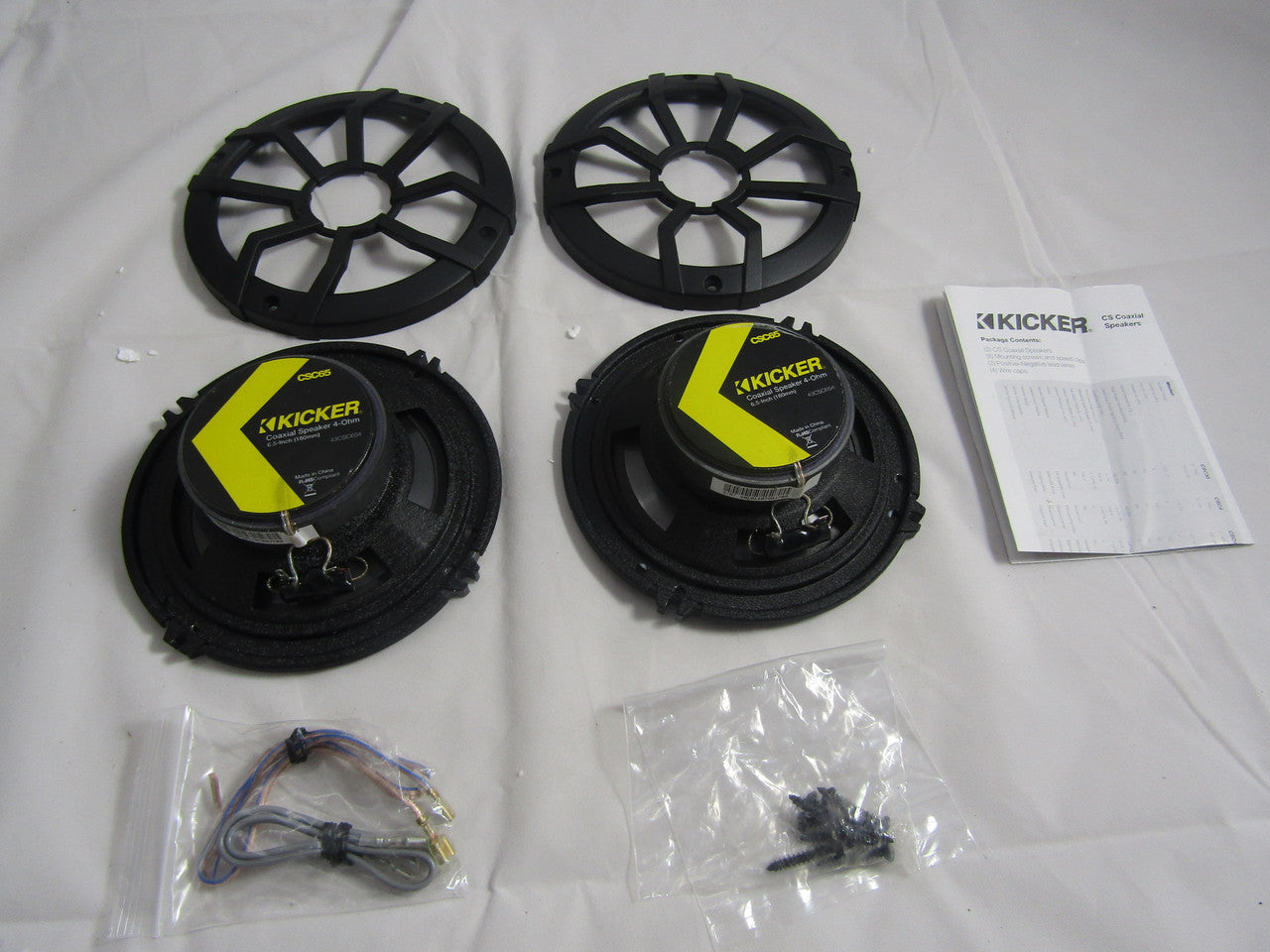 Kicker CSC65 6.5" 2 Way 300W 4 Ohm Coaxial Car Audio Speakers, Pair | 43CSC654 LN