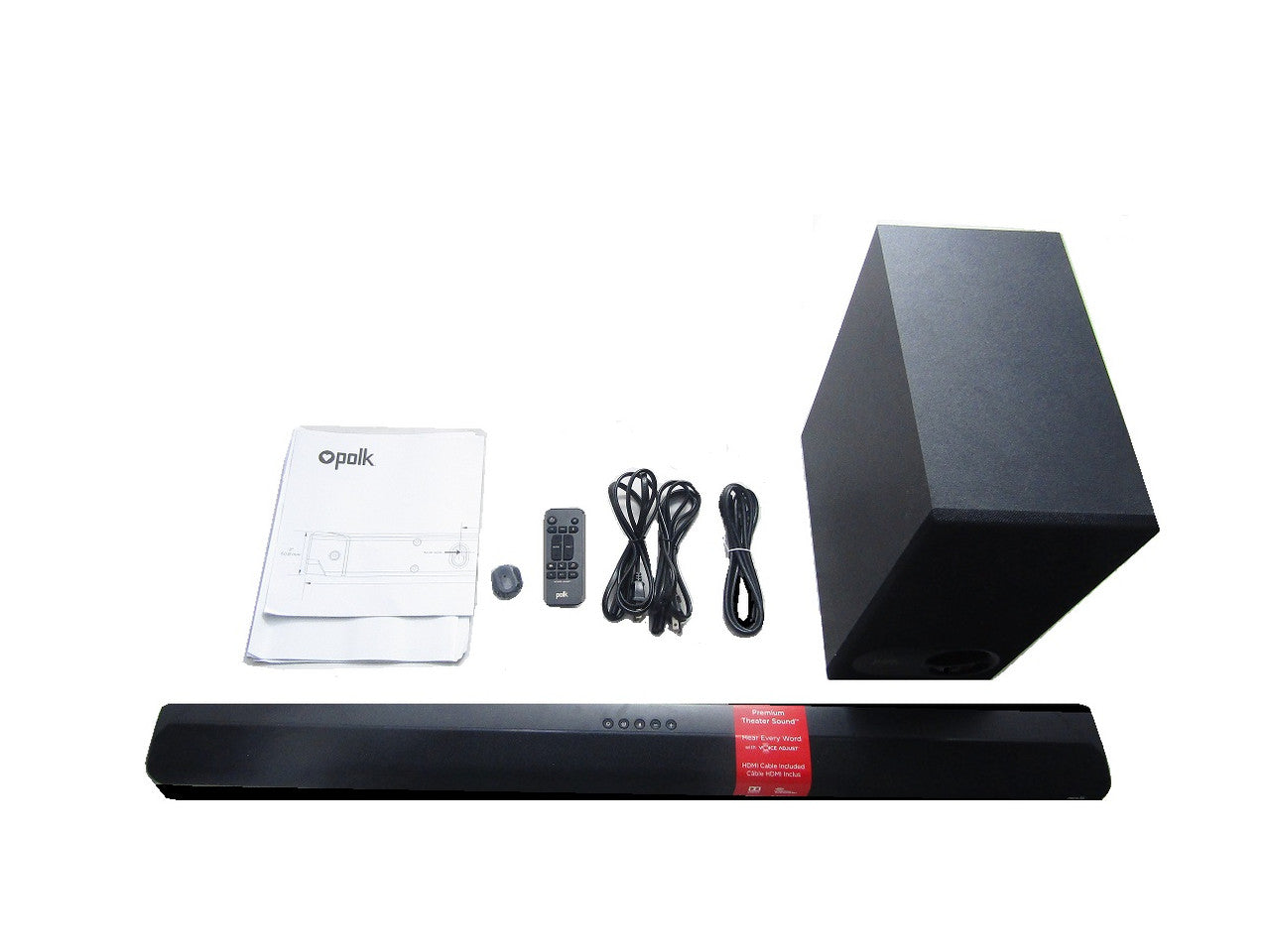 Polk Audio Signa S2 Ultra-Slim TV Sound Bar Wireless Subwoofer Black VG