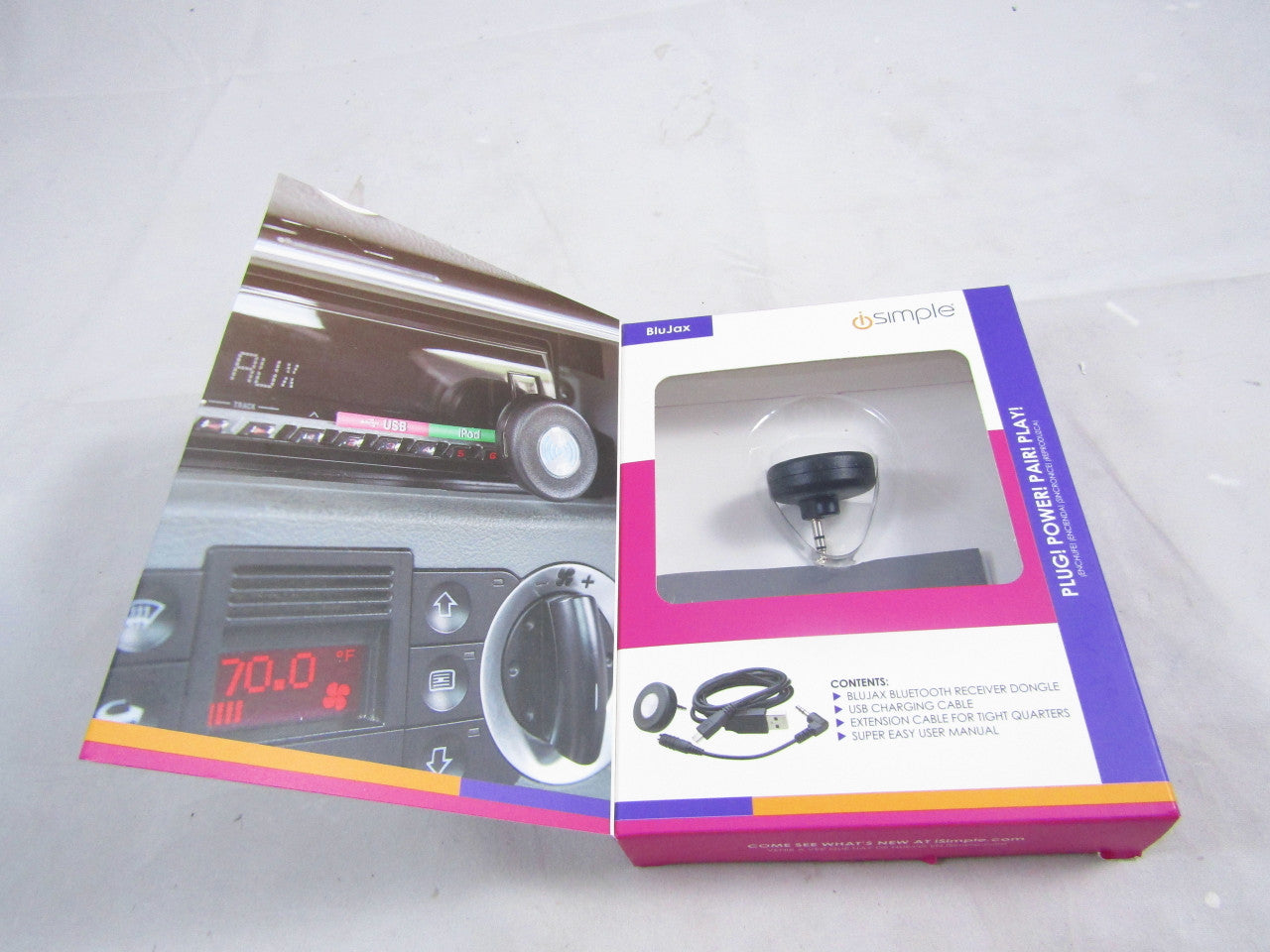 iSimple PAC ISBT32 Blujax Wireless Aux Bluetooth Audio Streaming Receiver & Controller LN