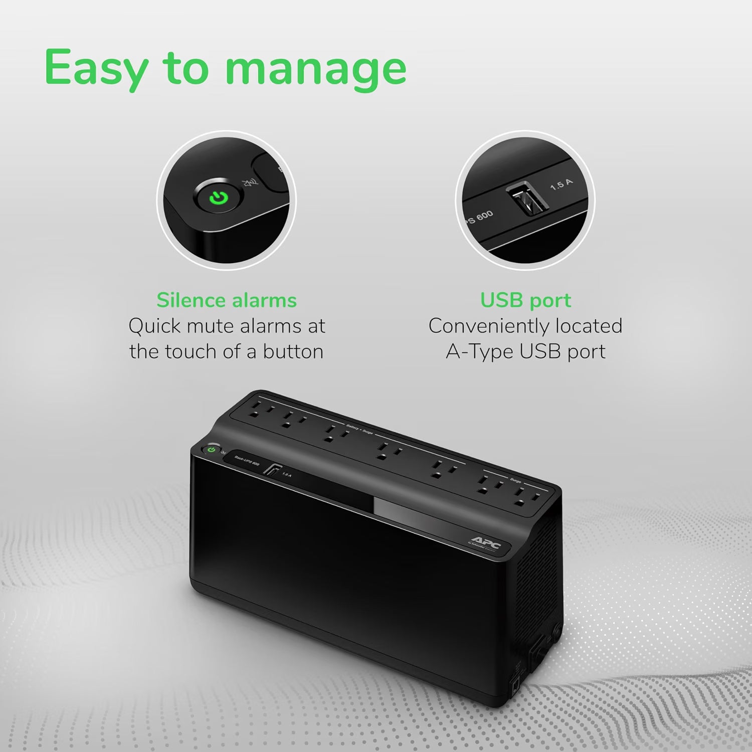 APC Back-UPS BE600M1 600VA 330W UPS Battery Backup & Surge Protector – Black, Used Very Good