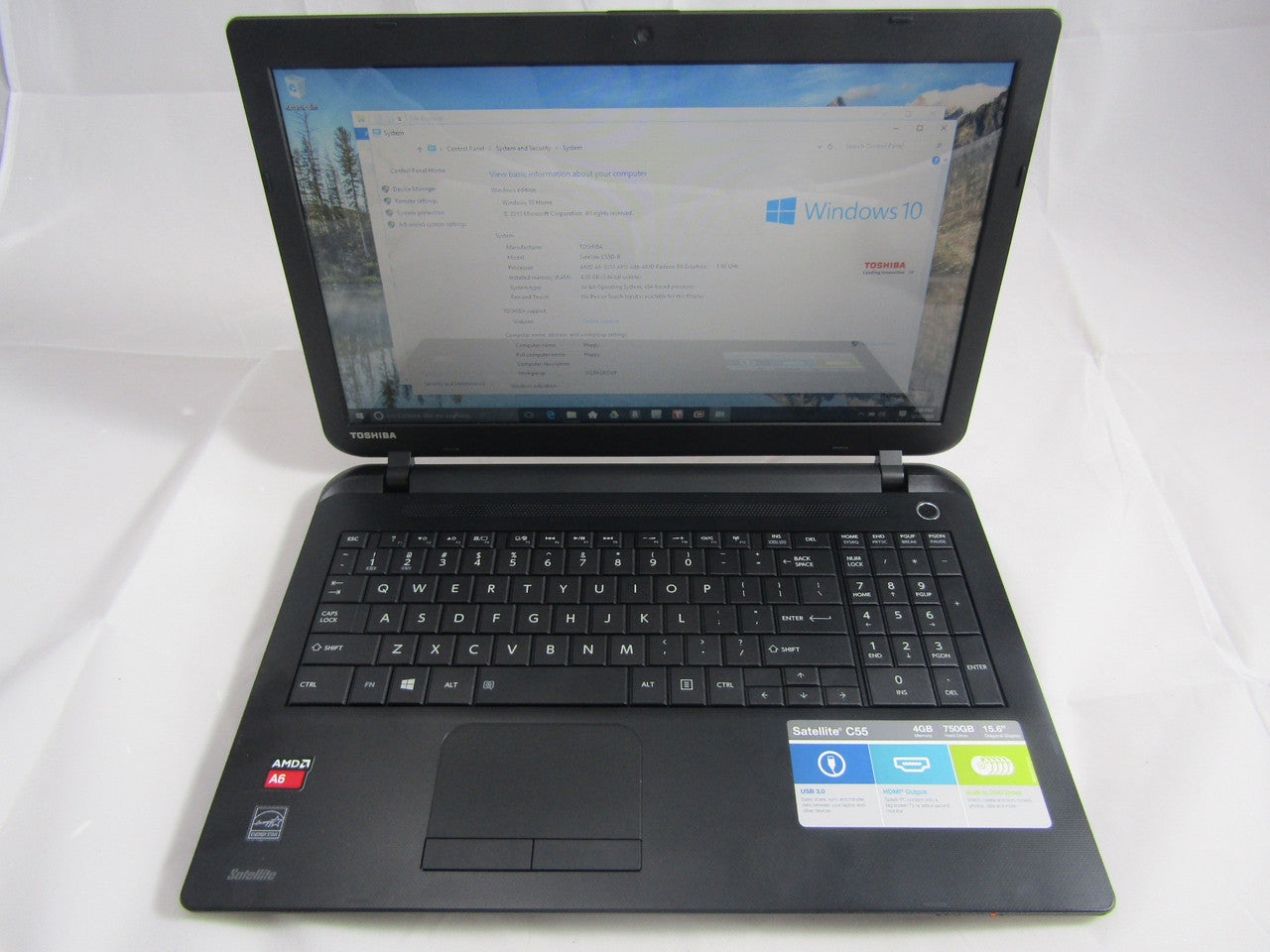Toshiba Satellite 15.6" Laptop AMD A6-Series 4GB Memory 750GB Hard Drive Jet Black C55D-B5219 VG