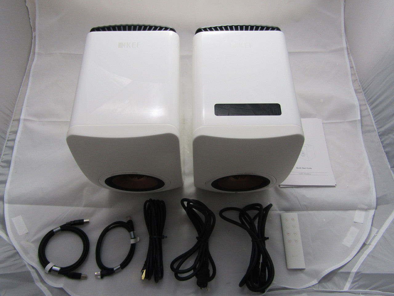 KEF - LS50 Hi-Res 5-1/4" 2-Way 230W Wireless Speakers (Pair) - Gloss White/Cooper LS50AWH LN