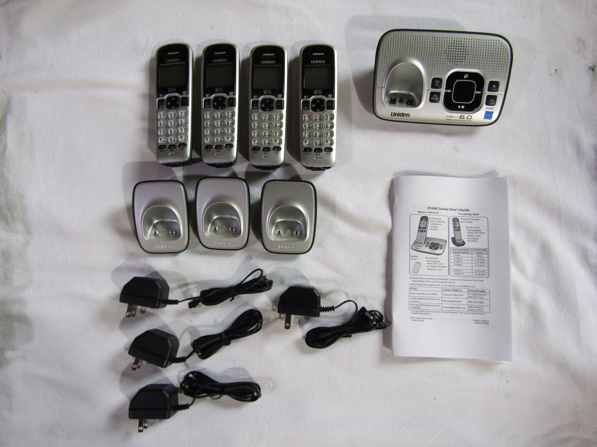 Uniden D1680-4 Cordless Phone/Answering System with 4 Handsets G