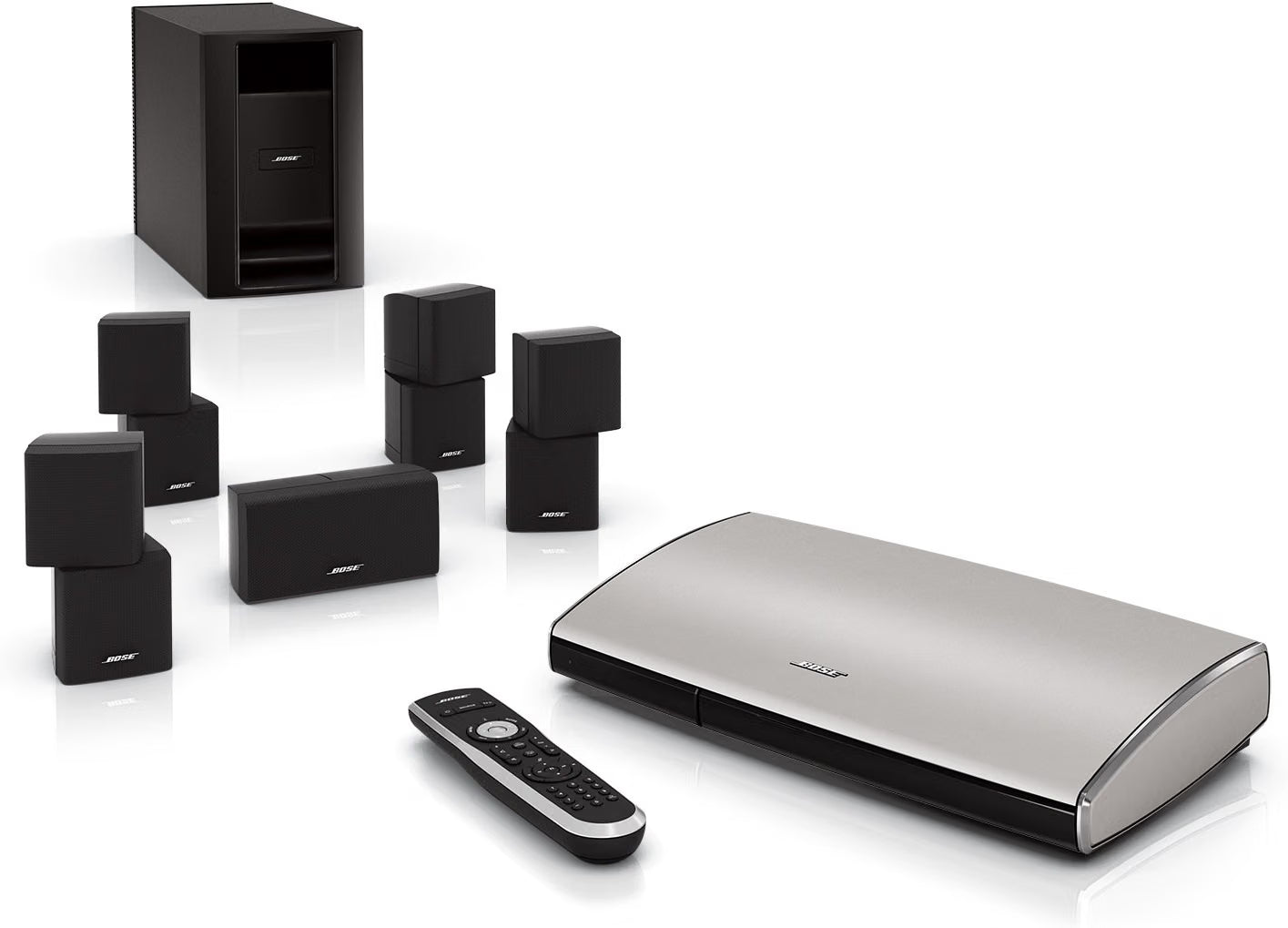 Bose Lifestyle T20 Black with surround speakers Acoustimass module console and remote