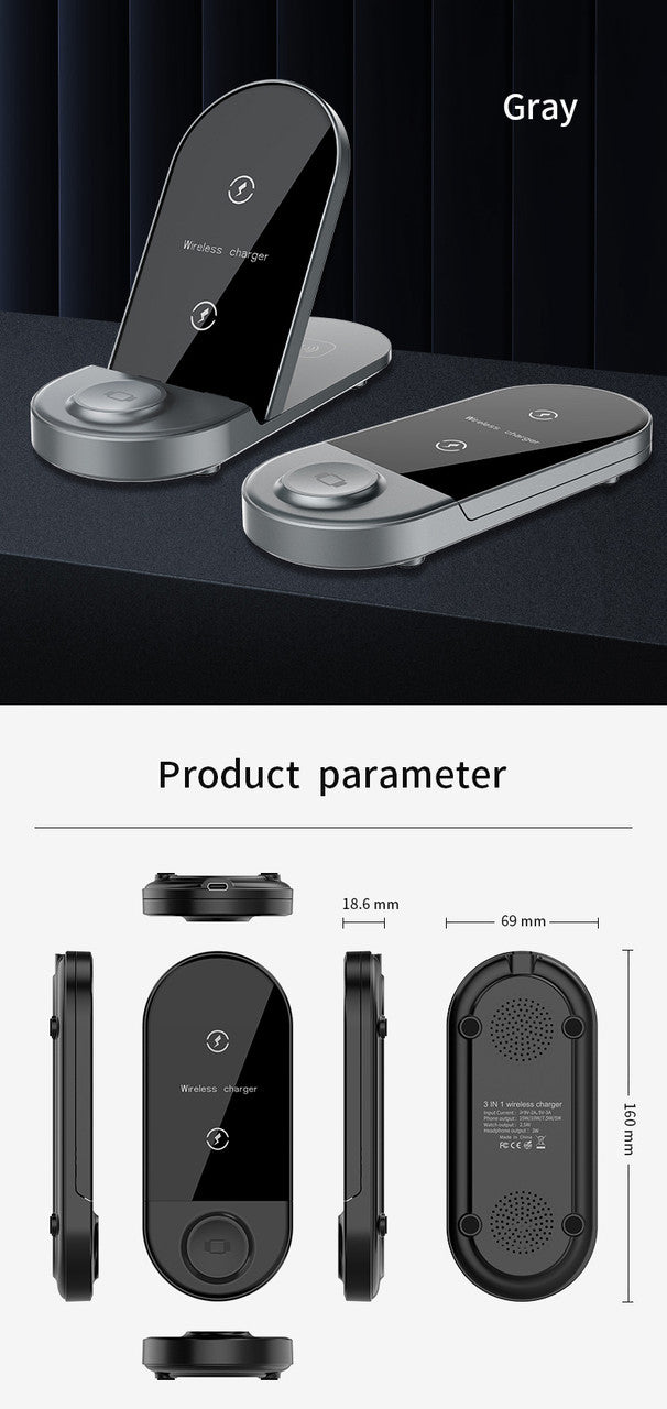 SAM SET Wireless Charger 3 in 1 Charger for iPhone/iWatch/Airpods, Qi-Certified Charging Station for iPhone 13/12/11/Pro/Max/XS/Max/XR/XS/X, iWatch 7/6/SE/5/4/3/2, Airpods Pro/3/2/1 X416B Black