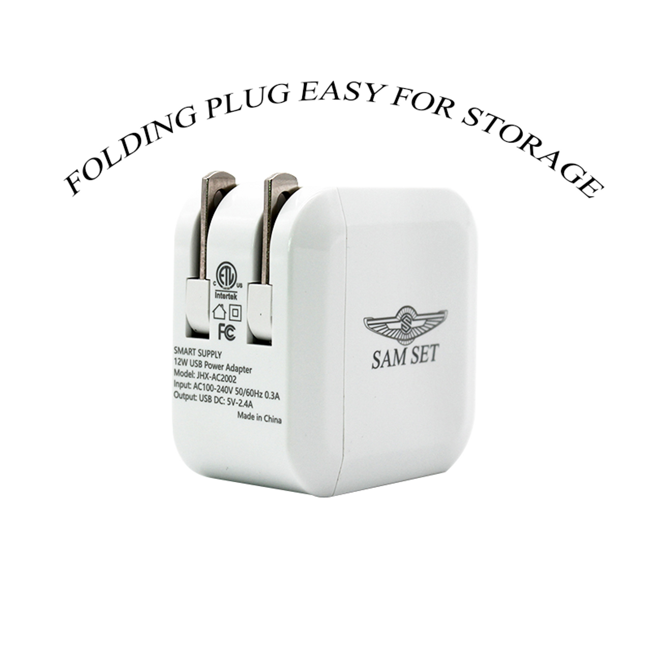 Sam Set USB Wall Charger, Foldable Charger Adapter, 2.4Amp Dual Port Quick Charger Plug Cube Replacement for Phone 12/12Pro/11/11Pro Max/X/XS/XR/8/7/6S Plus, Samsung Galaxy S10/S9/S8 Edge, LG, HTC, Kindle