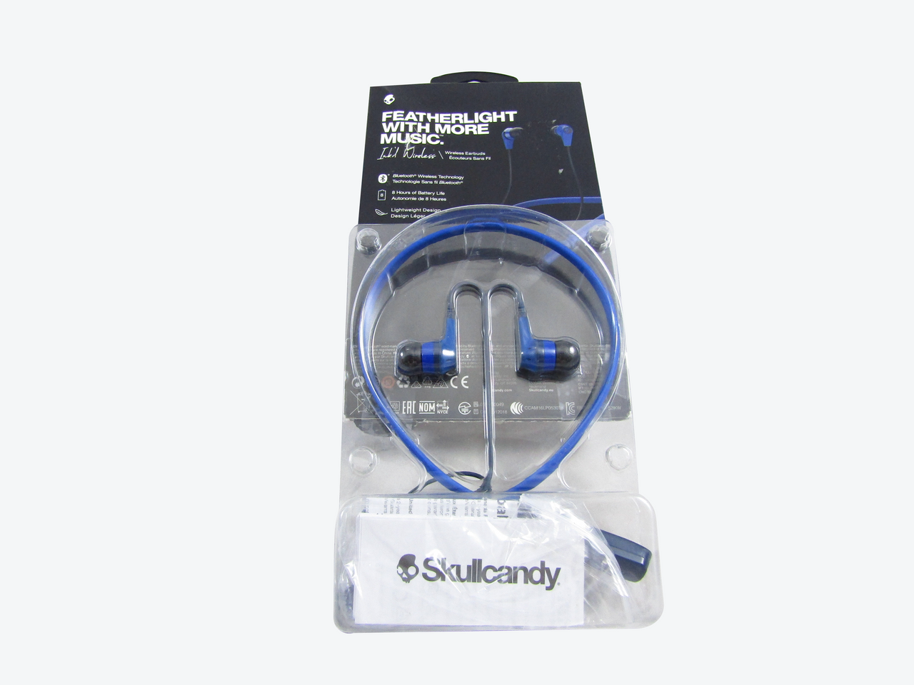 Skullcandy Ink'd Bluetooth Wireless Earbuds with Microphone, Noise Isolating Supreme Sound, 8-Hour Rechargeable Battery, Lightweight with Flexible Collar, Royal Blue LN