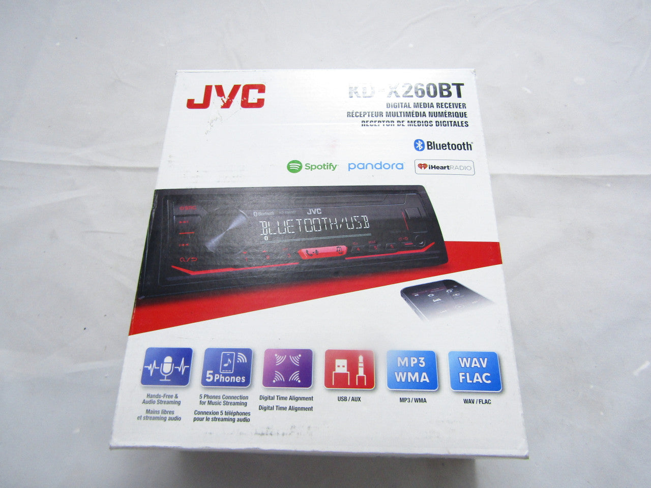 JVC KD-X260BT Built-in Bluetooth, AM/FM, USB, MP3, Pandora, Spotify, iHeartRadio Digital media receiver LN