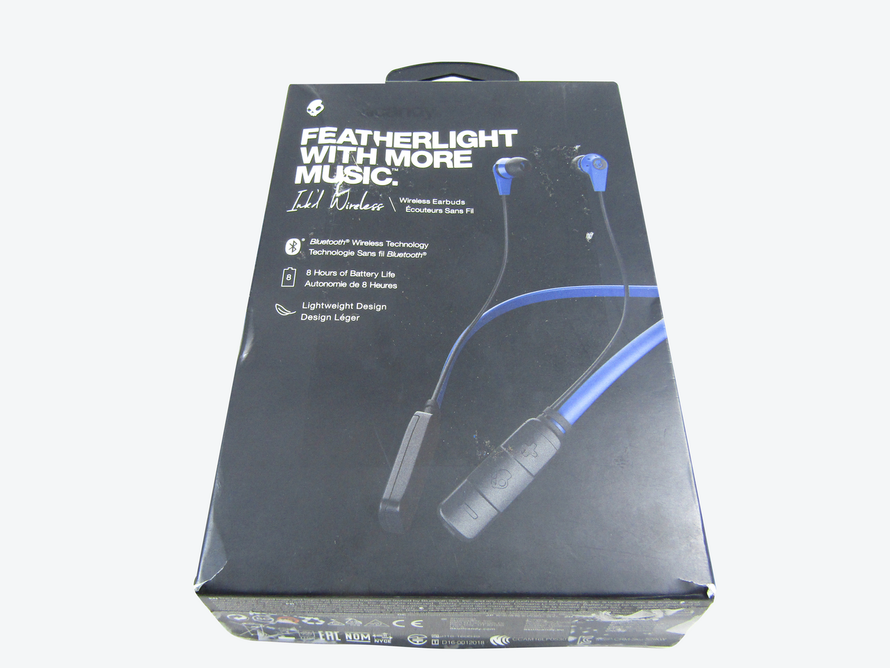 Skullcandy Ink'd Bluetooth Wireless Earbuds with Microphone, Noise Isolating Supreme Sound, 8-Hour Rechargeable Battery, Lightweight with Flexible Collar, Royal Blue LN