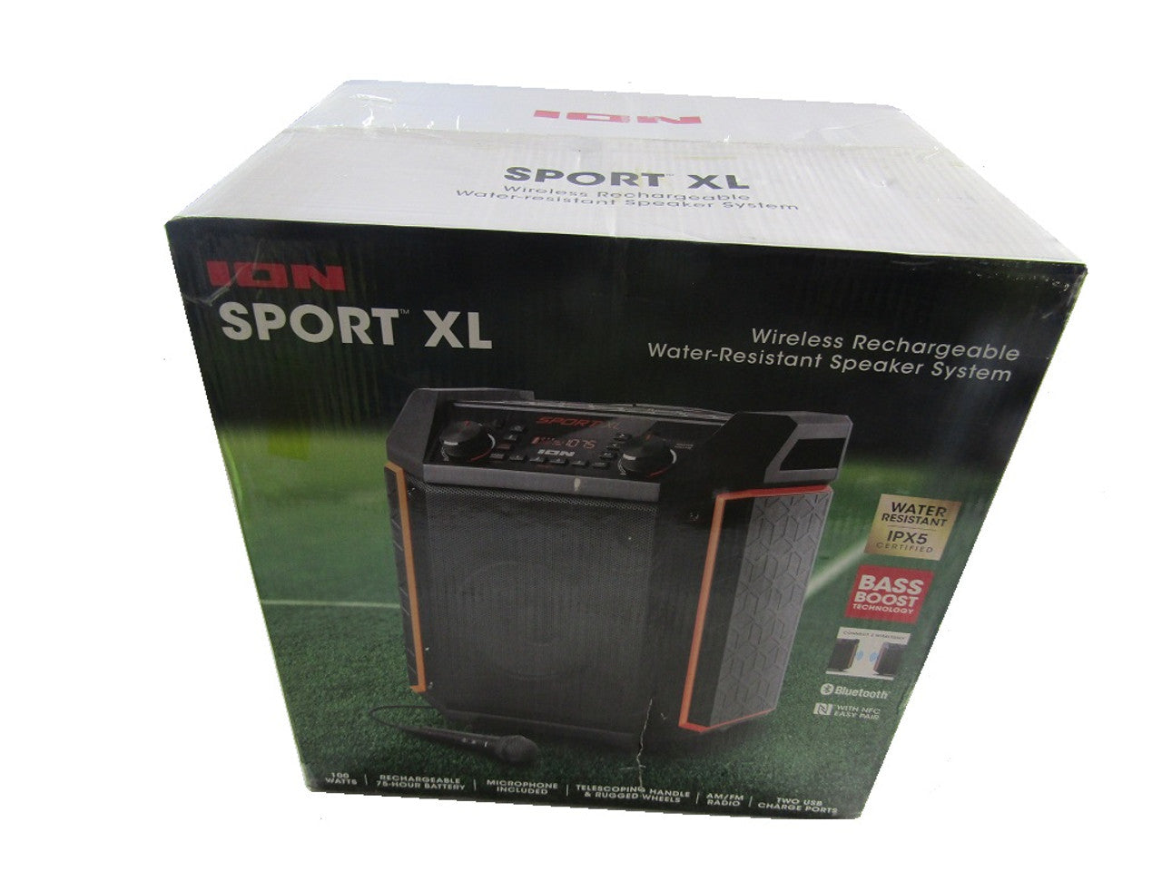 ION Audio - Sport XL High-Power All-Weather Rechargeable Portable Bluetooth Speaker Black VG