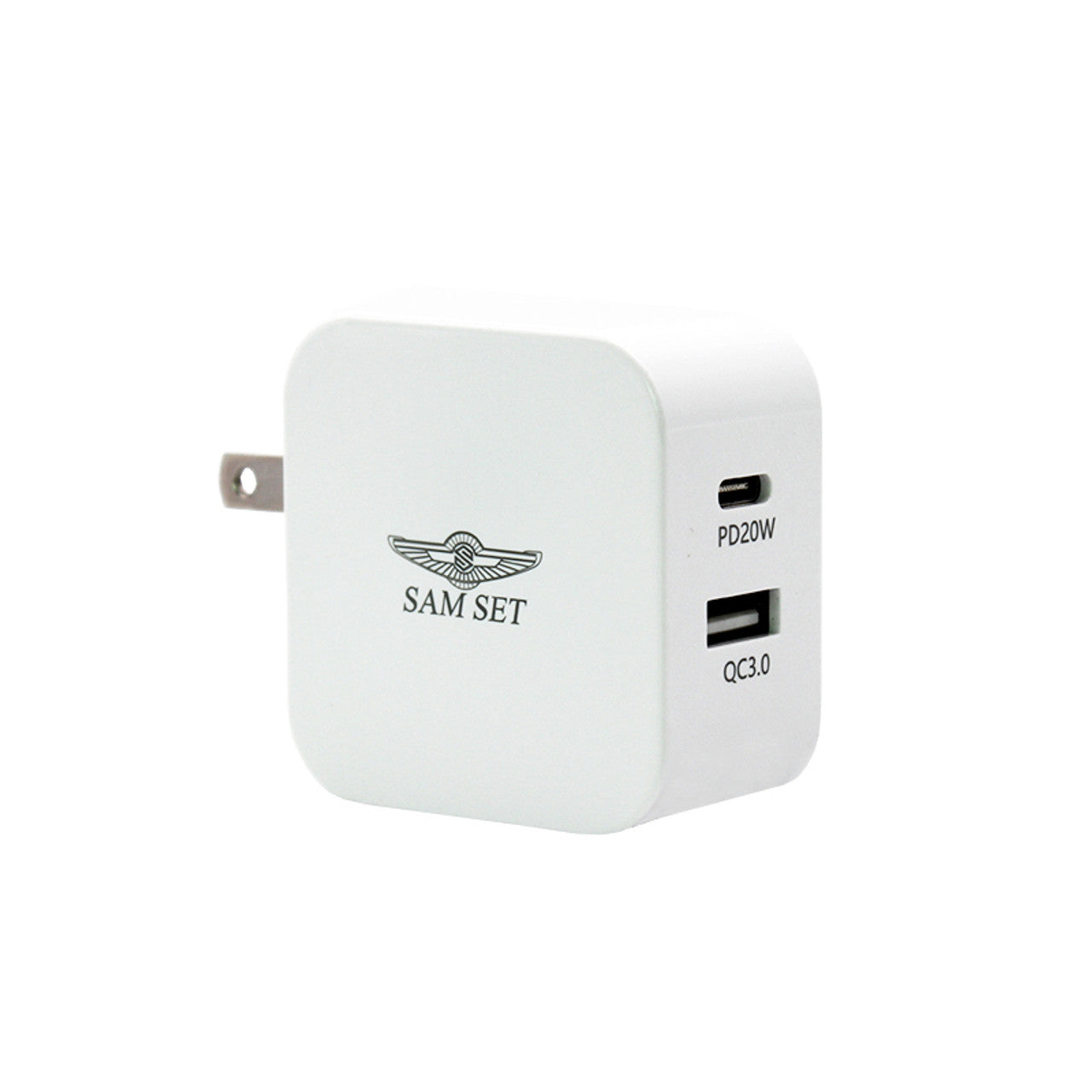 SAM SET USB C QC 3.0 Dual Port 20W Fast Wall Charger Foldable Plug Portable Travel Power Adapter Compatible with iPhone 12/12 Mini/12 Pro Max/11/Pro Max/XS/XR/X,iPad,AirPods,Samsung,Pixel and More