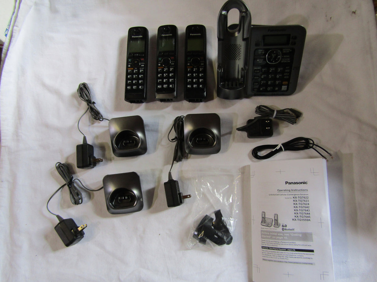 Panasonic KX-TG7643 dect 6.0 Link-to-Cell Bluetooth Cordless Phone with 3-Handsets G