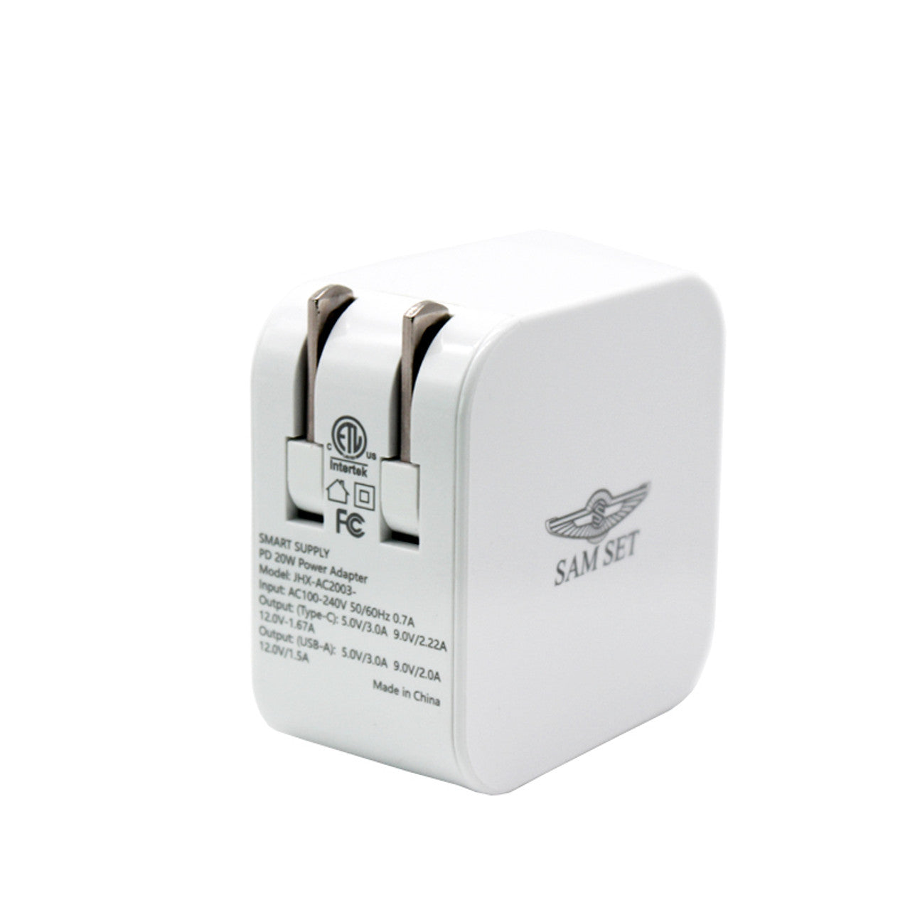 SAM SET USB C QC 3.0 Dual Port 20W Fast Wall Charger Foldable Plug Portable Travel Power Adapter Compatible with iPhone 12/12 Mini/12 Pro Max/11/Pro Max/XS/XR/X,iPad,AirPods,Samsung,Pixel and More