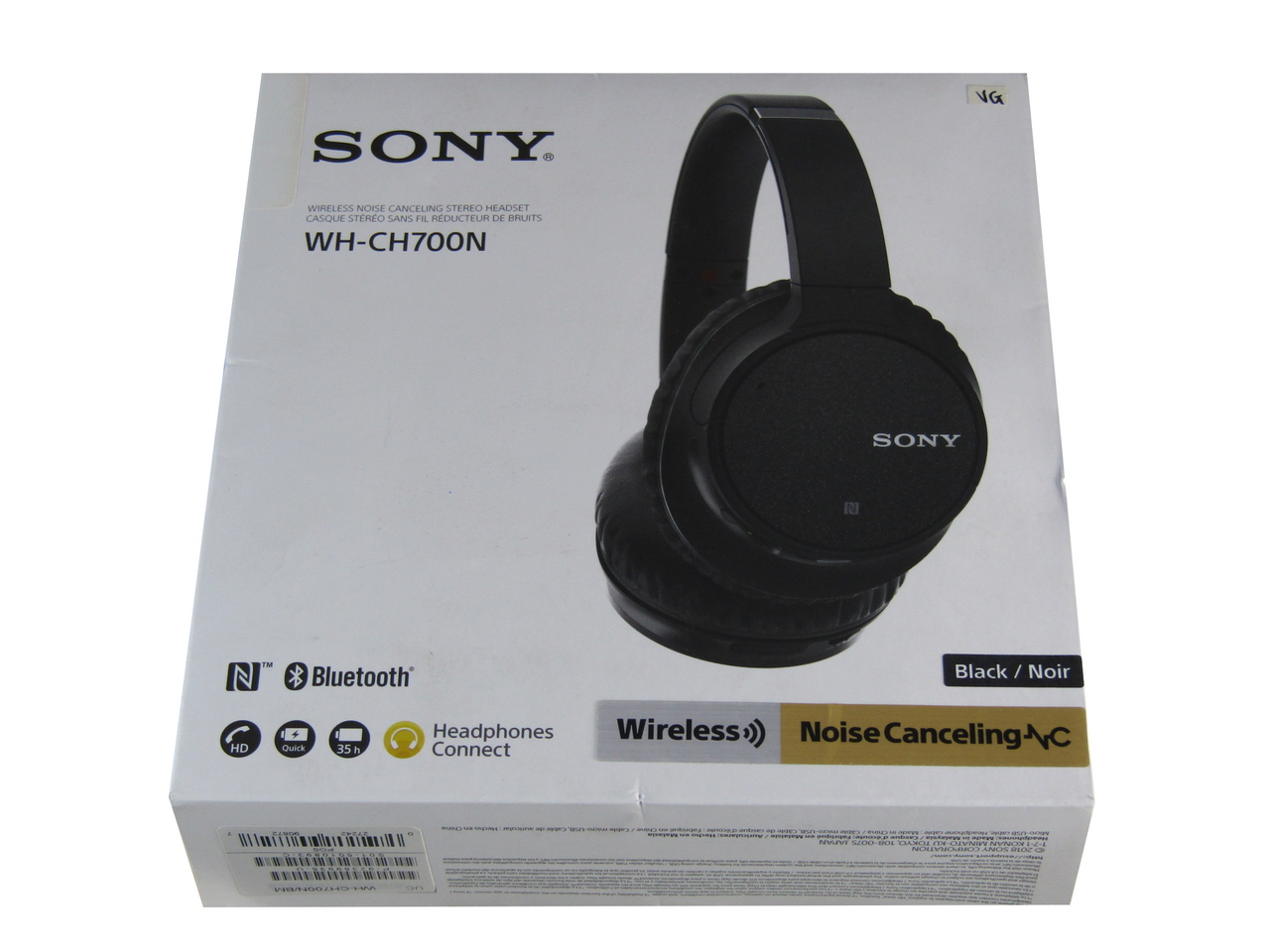 Sony WH-CH700N Wireless Noise Cancelling Over-The-Ear Headphones. Black VG