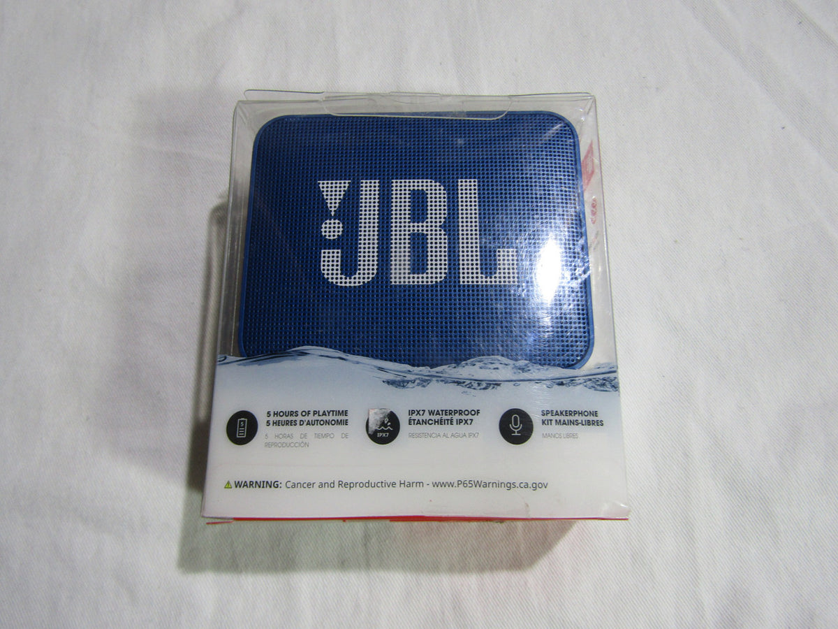 JBL GO2BLU Go 2 Portable Bluetooth Waterproof Speaker (Deep Sea Blue), 4.3 x 4.5 x 1.5