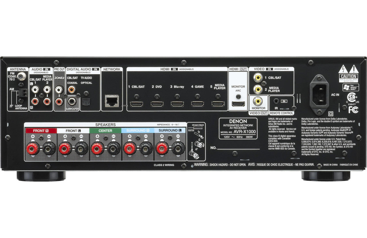 Denon AVR-X1000 5.1-Channel Networking Home Theater AV Receiver with AirPlay VG