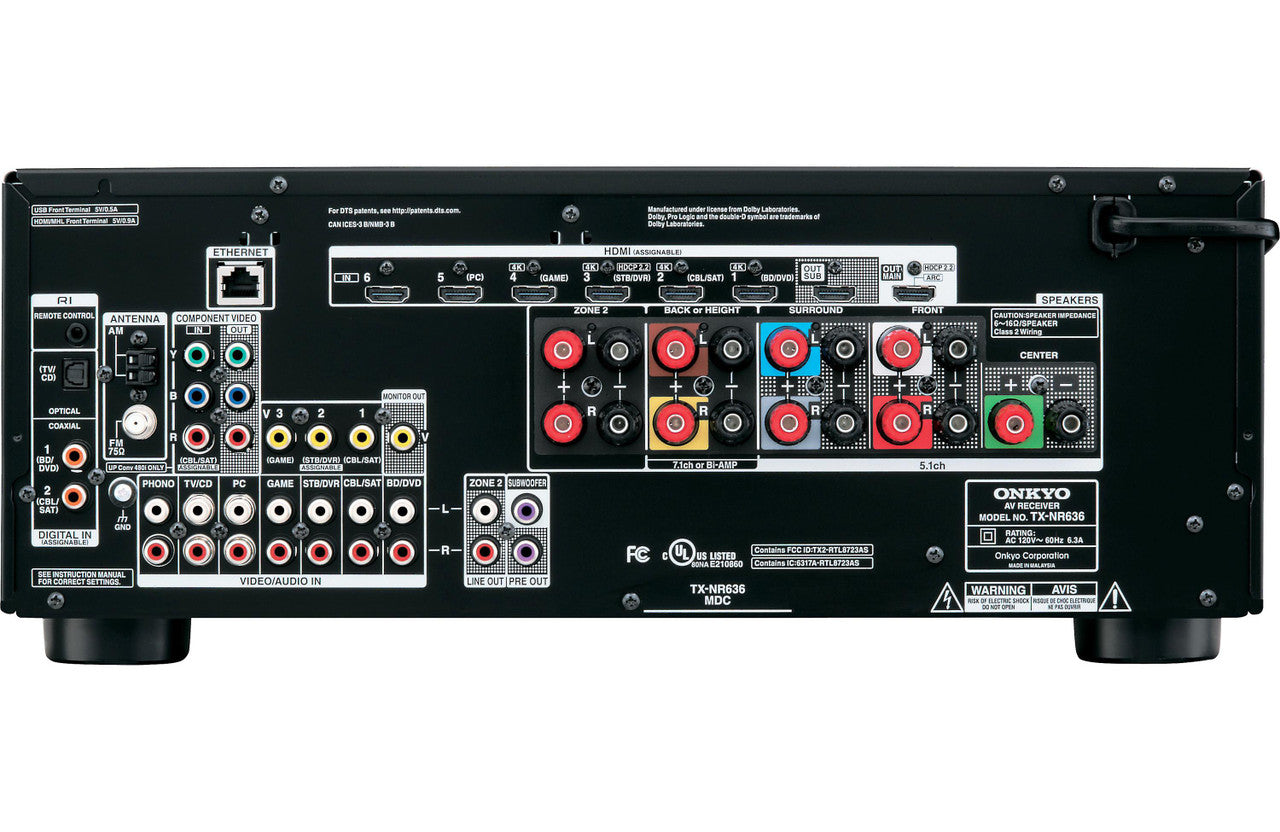Onkyo TX-NR636 7.2-Ch Dolby Atmos Ready Network A/V Receiver w/HDMI 2.0 VG
