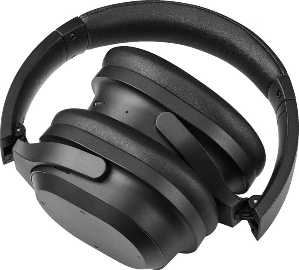 Insignia NS-AHBTOENC Black over-ear headphones folding view